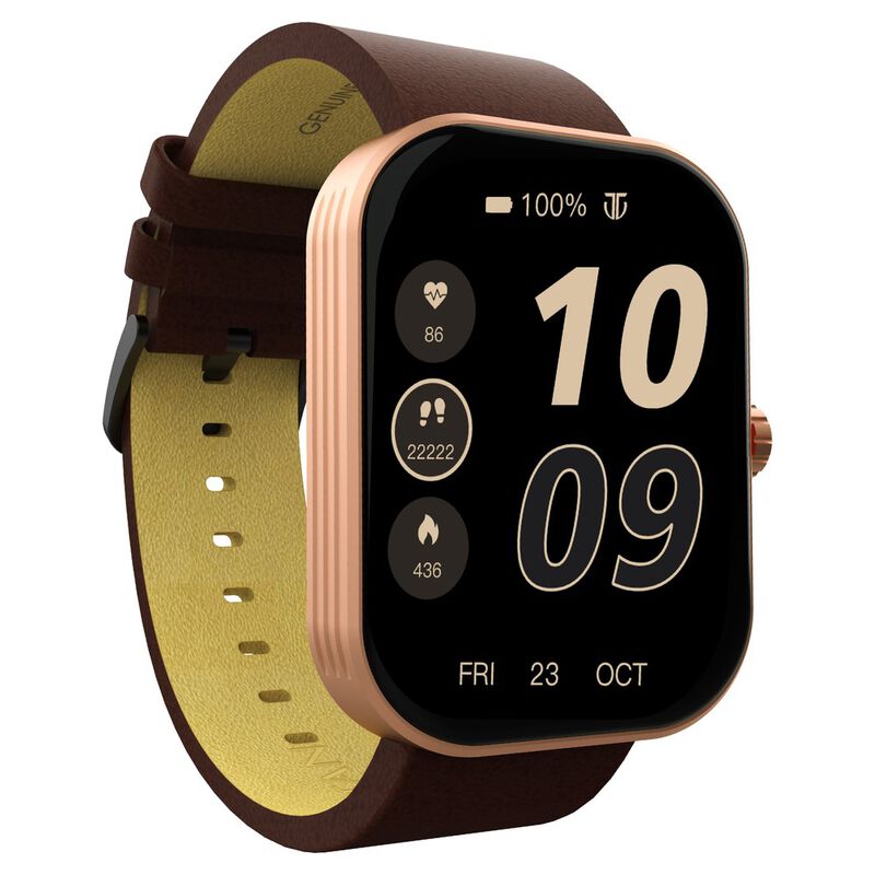 Titan Mirage with 4.97 cm AMOLED Display and AOD, Functional Crown, BT Calling Smartwatch with Brown Leather Strap - image number 2