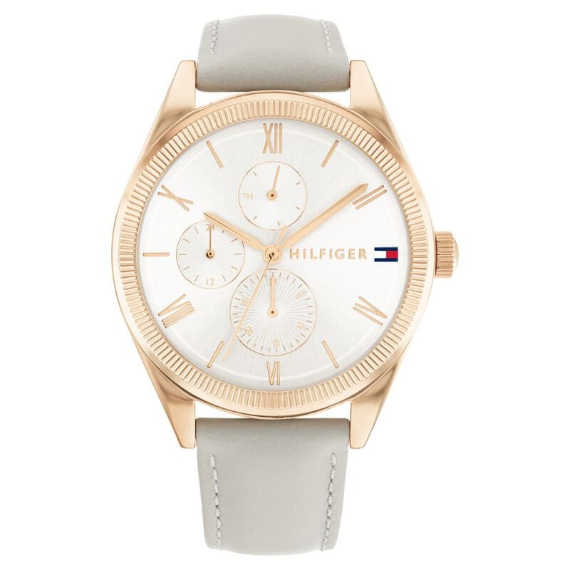 Tommy Hilfiger Quartz Analog with Date Silver Dial Leather Strap Watch for Women - image number 0