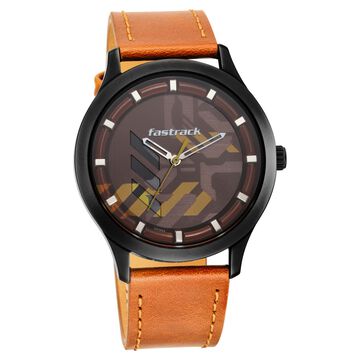 Fastrack Gamify Quartz Analog Brown Dial Leather Strap Watch for Guys