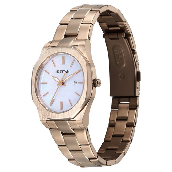 Titan Workday Wonders Quartz Analog with Date Mother Of Pearl Dial Stainless Steel Strap Watch For Women - image number 2