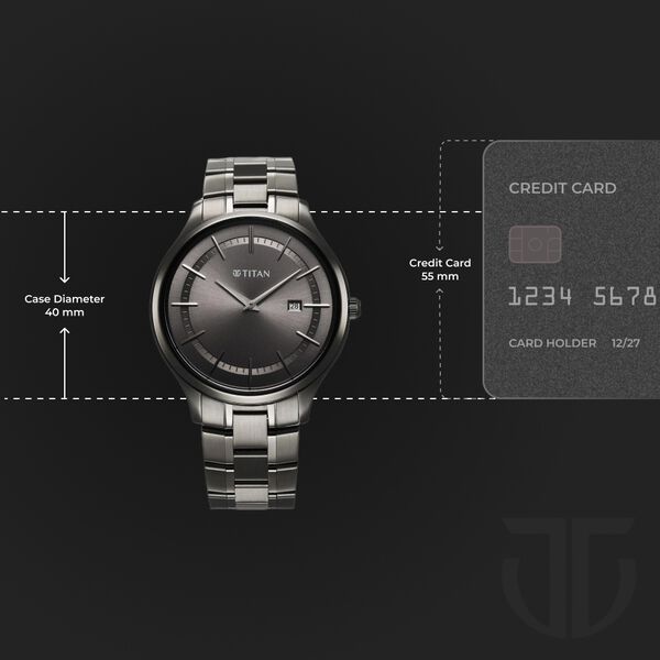 Titan Clasique Slim Quartz Analog with Date Grey Dial With Grey Color Stainless Steel Strap Watch For Men - image number 2