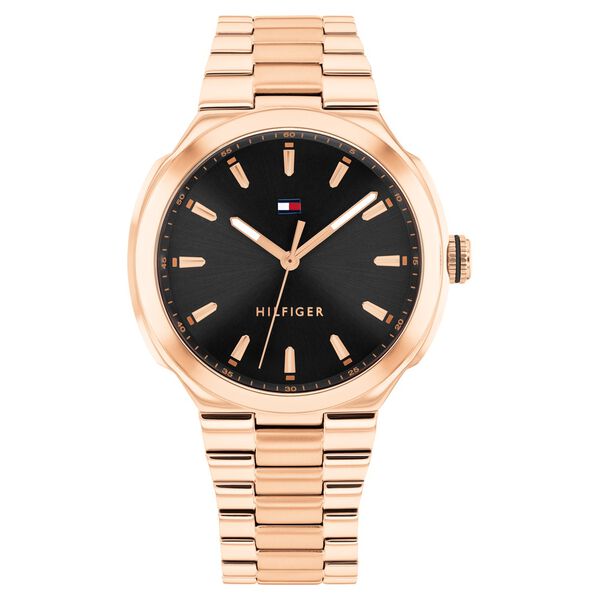 Tommy Hilfiger Quartz Analog Black Dial Rose Gold Stainless Steel Strap Watch For Men - image number 0