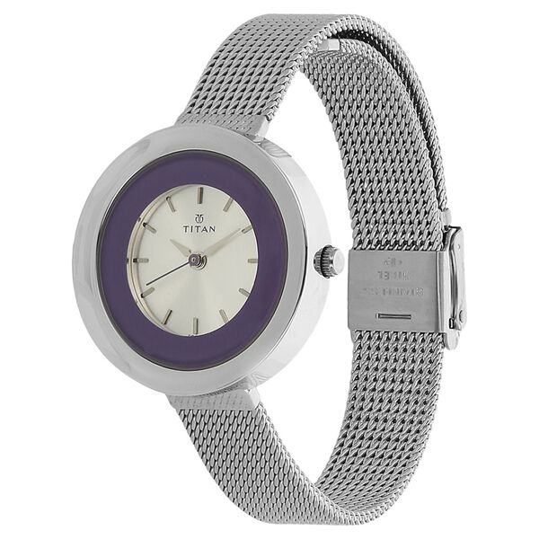Titan Quartz Analog White Dial Stainless Steel Strap Watch for Women - image number 1