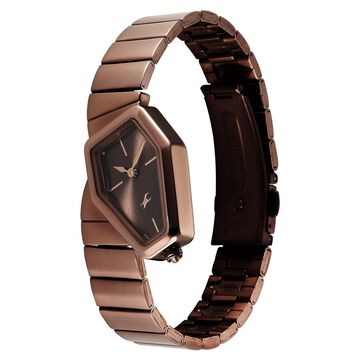 Fastrack Wild Quartz Analog Brown Dial Brown Stainless Steel Strap Watch For Girls