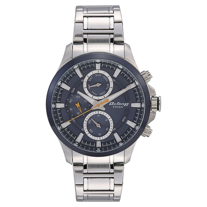 Titan Octane Blue Dial Quartz Multifunction Stainless Steel Strap watch for Men