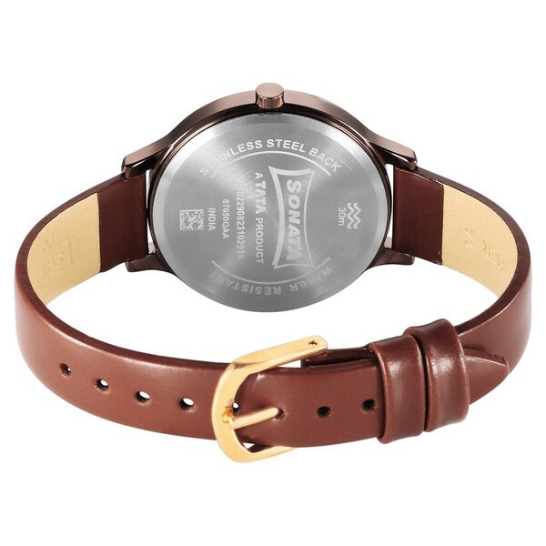 Sonata Blush Quartz Analog Brown dial Leather Strap Watch for Women - image number 3