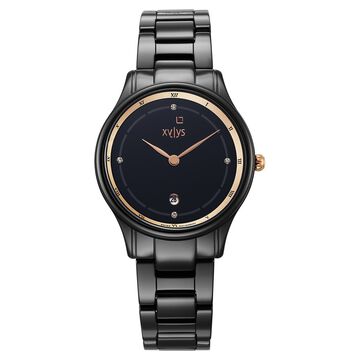 Xylys Swiss Analog with Date Black Ceramic Strap and Dial Watch For Women