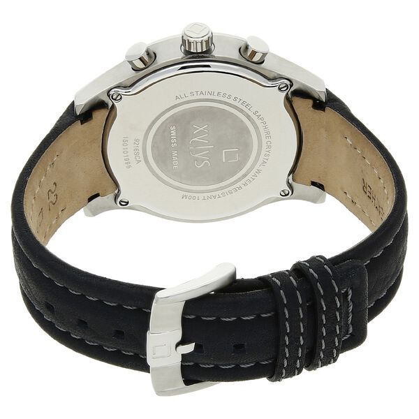 Xylys Swiss Chronograph Black Leather Strap and Blue Dial Watch For Men - image number 3