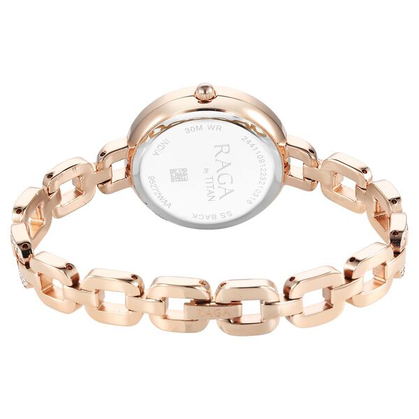 Titan Raga Showstopper Quartz Analog Mother Of Pearl Dial Rose Gold Metal Strap Watch For Women - image number 4