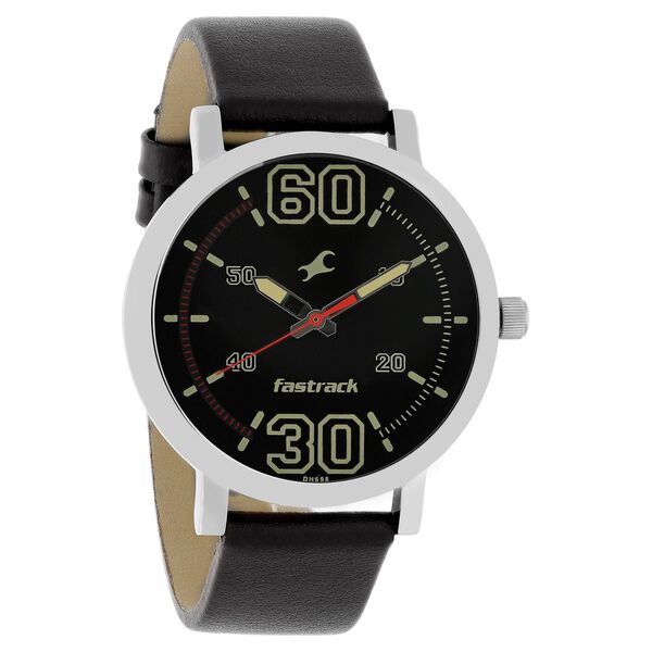 Fastrack Fundamentals Quartz Analog Black Dial Leather Strap Watch for Guys - image number 1