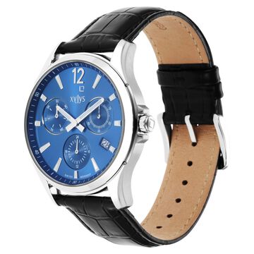 Xylys Swiss Multifunction Black Leather Strap Blue Dial Watch For Men