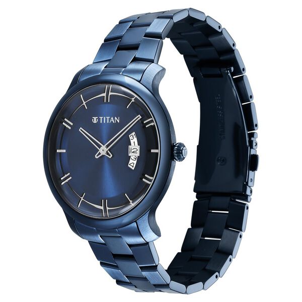 Titan Classic Distincta Blue Dial Analog with Date Stainless Steel Strap watch for Men - image number 2