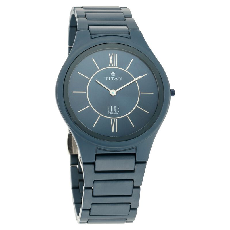 Titan Quartz Analog Blue Dial Ceramic Strap Watch for Men
