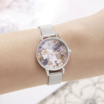 Olivia Burton Quartz Analog White Dial Stainless Steel Strap Watch for Women