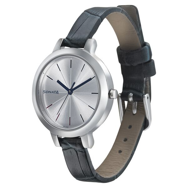 Sonata Quartz Analog Silver Dial Leather Strap Watch for Women - image number 1