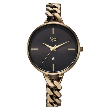 Vyb Spotlight By Fastrack Quartz Analog Black Dial Metal Strap Watch For Girls