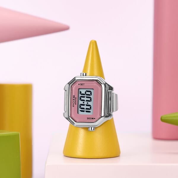 Poze By Sonata Digital Ring Watch With Pink Dial For Women - image number 0