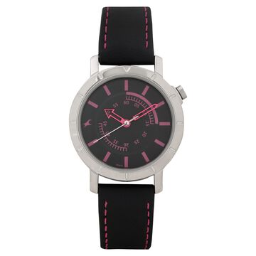 Fastrack Quartz Analog Black Dial Leather Strap Watch for Girls