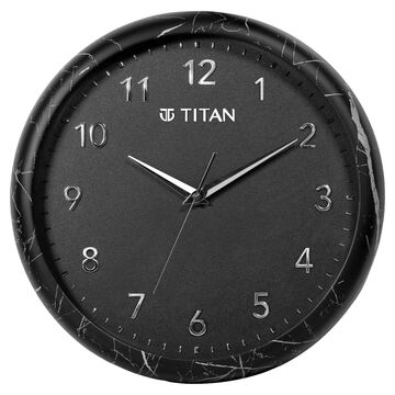 Titan Black Marble Dial Wall Clock with 3D Project Numerals & Silent Sweep - 35.5 cm x 35.5 cm x 5 cm (Medium)