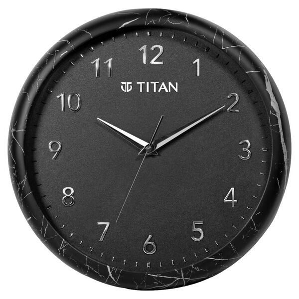 Titan Black Marble Dial Wall Clock with 3D Project Numerals & Silent Sweep - 35.5 cm x 35.5 cm x 5 cm (Medium) - image number 1