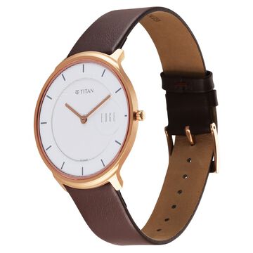 Titan Edge Quartz Analog White Dial Brown Leather Strap Watch For Men