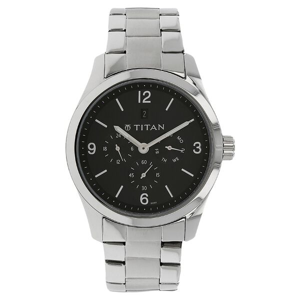 Titan Quartz Analog Black Dial Stainless Steel Strap Watch for Men - image number 0