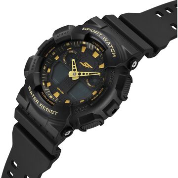 SF Vigour Quartz Digital Analog Digital Black Dial With Black Color Plastic Strap Watch For Unisex