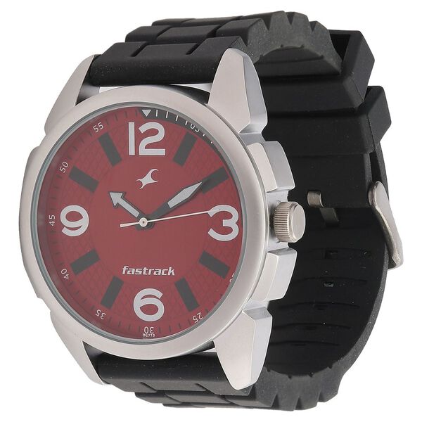 Fastrack Quartz Analog Red Dial Silicone Strap Watch for Guys - image number 1