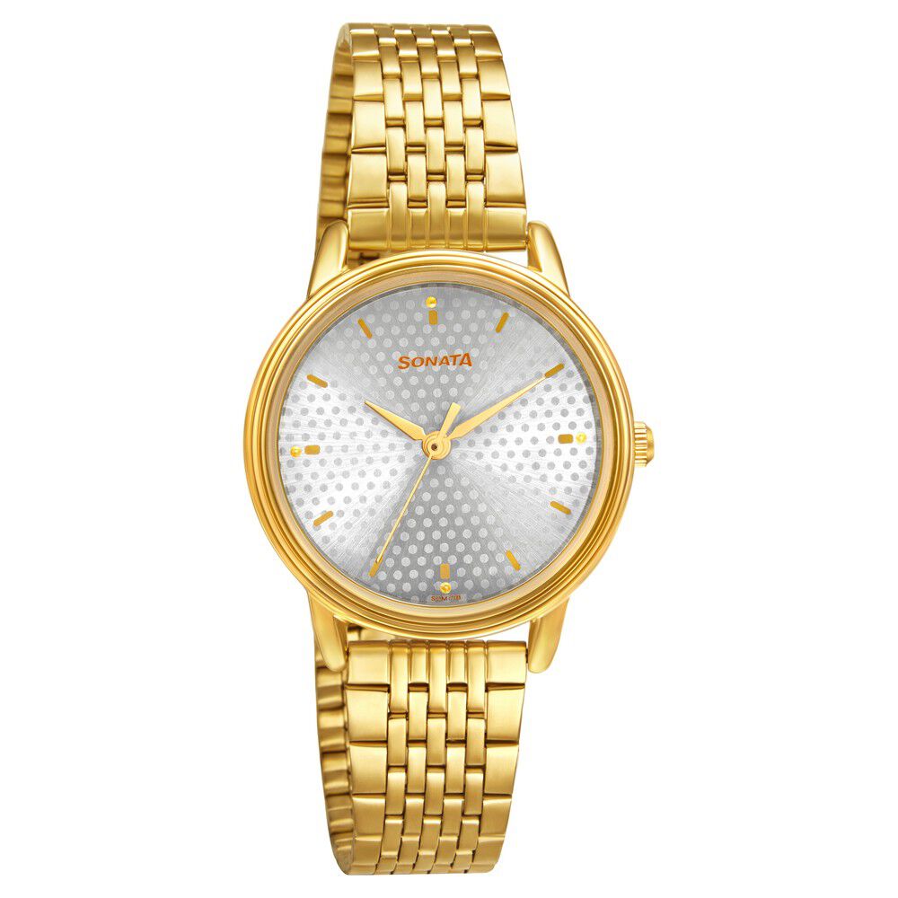 Buy Online Sonata Gold Edit Silver Dial Women Watch With Stainless