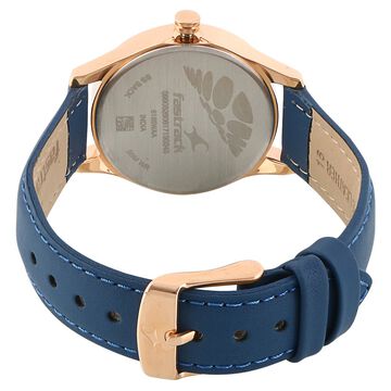 Fastrack All Nighters Quartz Analog with Date Blue Dial Leather Strap Watch for Girls