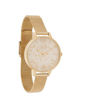 Olivia Burton Quartz Analog Golden Dial Stainless Steel Strap Watch for Women