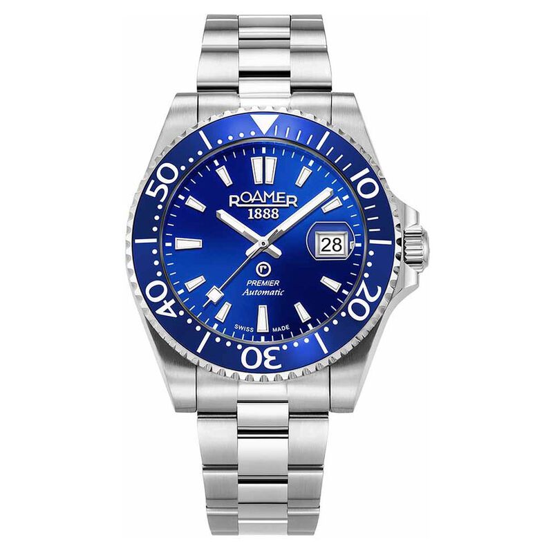 Roamer Premier Automatic Analog with Date Blue Dial Silver Stainless Steel Strap Watch For Men