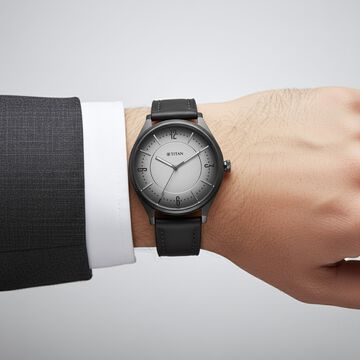 Titan Neo Basics Analog with Gray Dial Gray Leather Strap Watch for Men