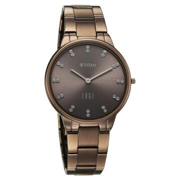 Edge Velora Quartz Analog Brown Dial Brown Stainless Steel Strap Watch For Women