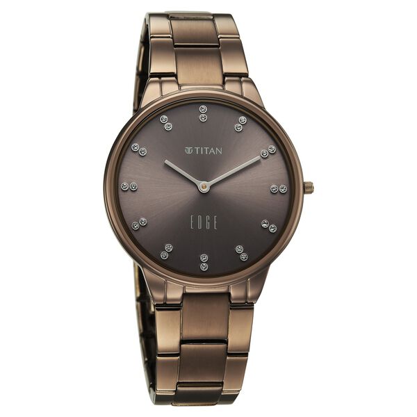 Edge Velora Quartz Analog Brown Dial Brown Stainless Steel Strap Watch For Women - image number 1