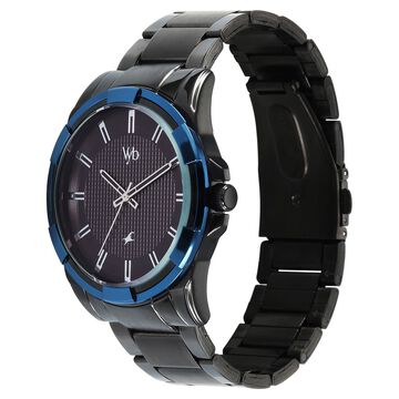 Vyb Horizon By Fastrack Quartz Analog Black Dial Black Metal Strap Watch For Guys