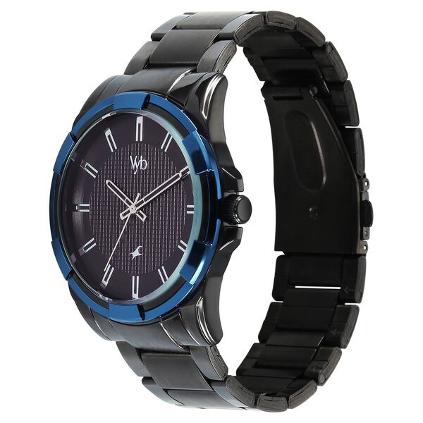 Vyb Horizon By Fastrack Quartz Analog Black Dial Black Metal Strap Watch For Guys - image number 2