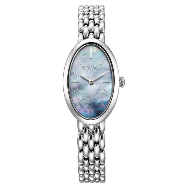 Titan Aura Quartz Analog Mother Of Pearl Dial Stainless Steel Strap Watch for Women - image number 0