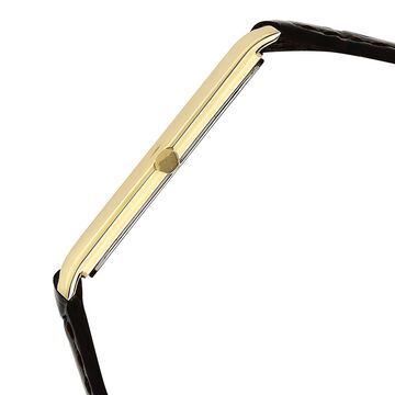 Titan Nebula Ultraslim 18k Gold Analog Leather Strap Watch for Men