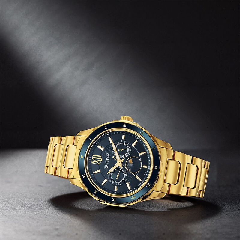Titan Regalia Premium Green Dial Quartz Multifunction Stainless Steel Strap watch for Men