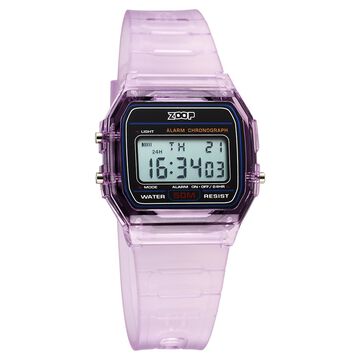 Zoop By Titan Clear Series Digital Dial Purple Plastic Strap Watch For Kids