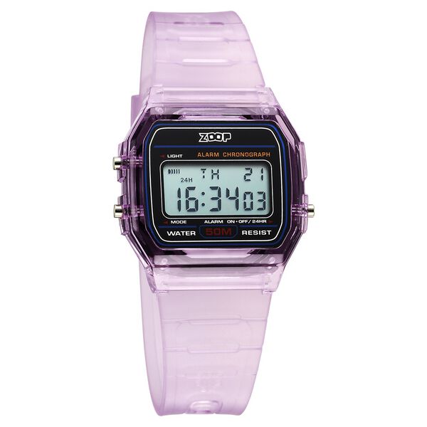 Zoop By Titan Clear Series Digital Dial Purple Plastic Strap Watch For Kids - image number 1
