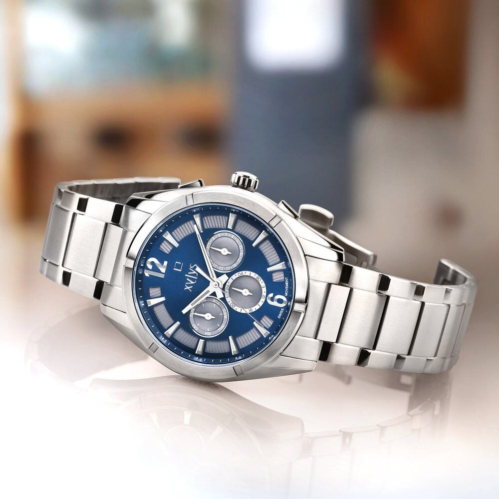 Xylys Quartz Multifunction Blue Dial Stainless Steel Strap Watch for Men