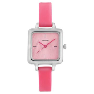 Sonata Splash Pink Dial Women Watch With Silicone Strap