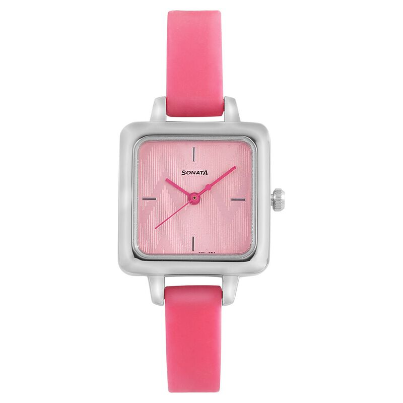 Sonata Splash Pink Dial Women Watch With Silicone Strap - image number 0