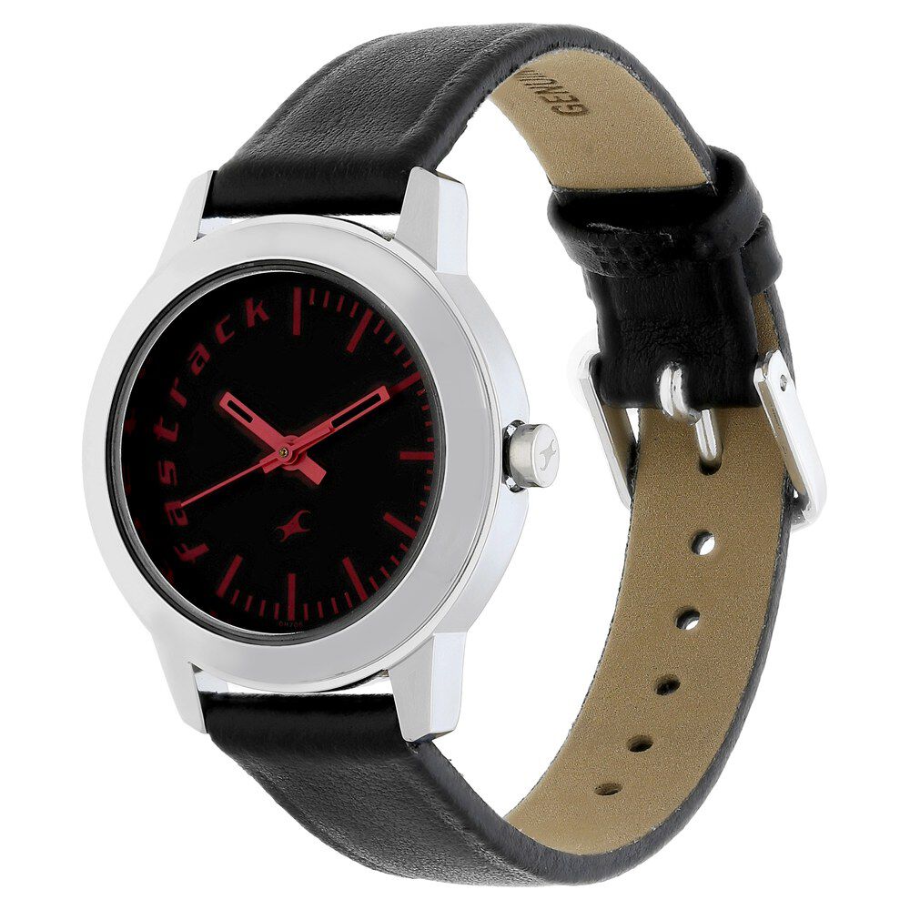 Buy Online Fastrack Fundamentals Quartz Analog Black Dial Leather Strap Watch for Girls np68008sl02 Titan