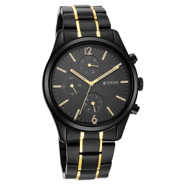 Buy Online Titan Black and Gold Anthracite Dial Analog Stainless