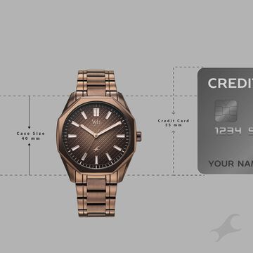 Vyb Quest By Fastrack Quartz Analog Brown Dial Brown Metal Strap Watch For Guys