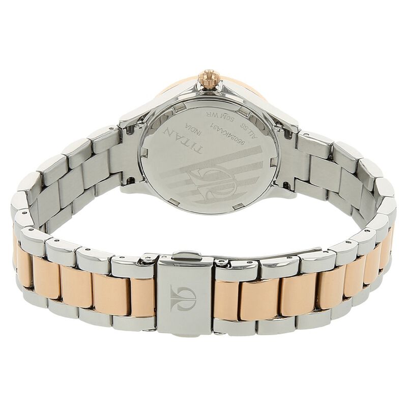 Titan Quartz Analog Silver Dial Stainless Steel Strap Watch for Women - image number 3