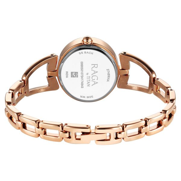 Titan Raga Ascend Quartz Analog Brown Dial With Rose Gold Color Metal Strap Watch For Women - image number 4